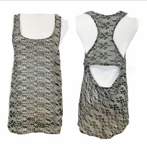 Urban Outfitters Black Sheer Racerback Tan S M Festival Lightweight Tank Top